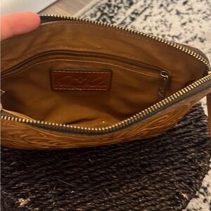 Patricia Nash Brown Clutch with Smooth Leather and Silver Zipper